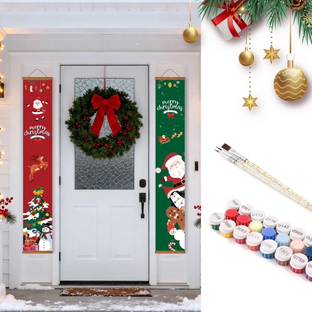 Paint by Numbers Front Door Hanging Banners - Christmas Spirit Figured'Art