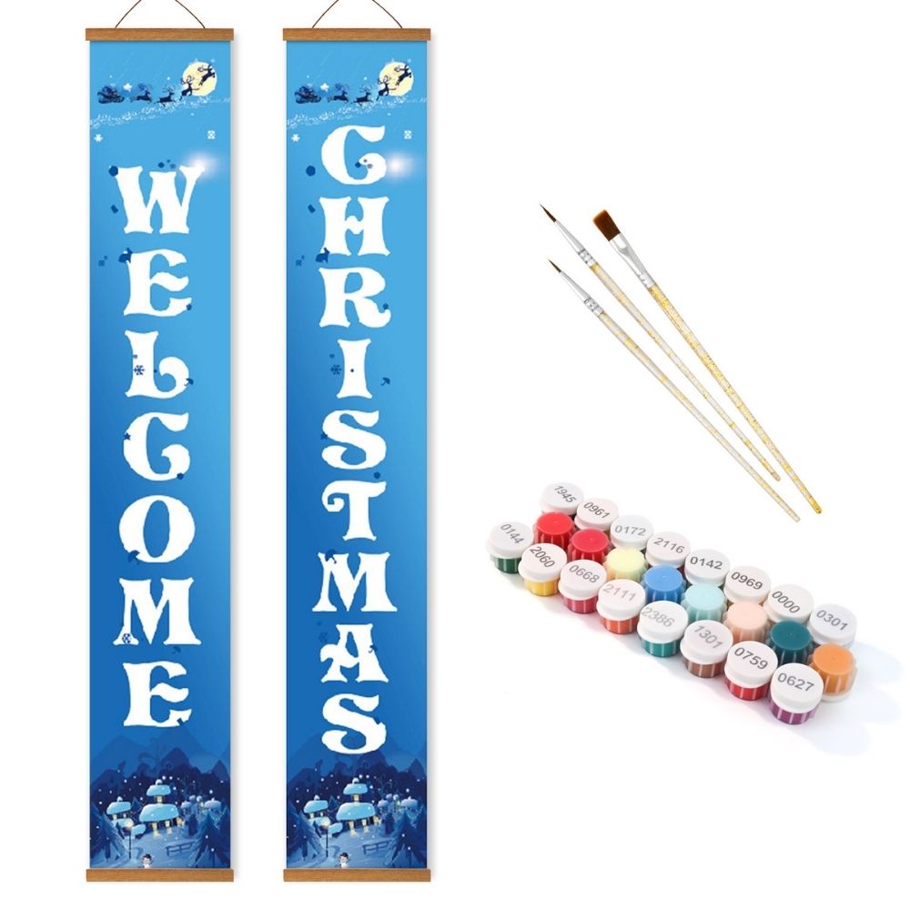Paint by Numbers Front Door Hanging Banners - Frosty Welcome