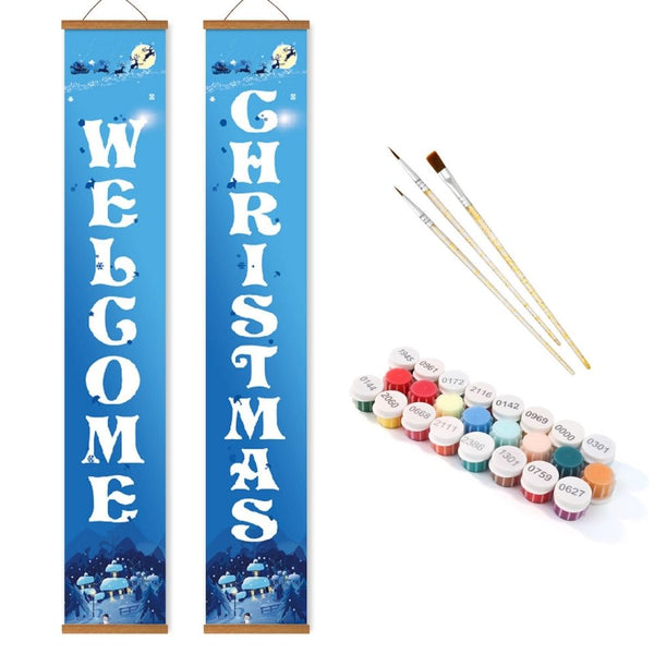 Paint by Numbers Front Door Hanging Banners - Frosty Welcome