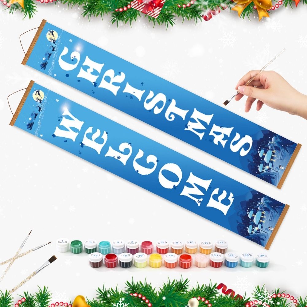 Paint by Numbers Front Door Hanging Banners - Frosty Welcome