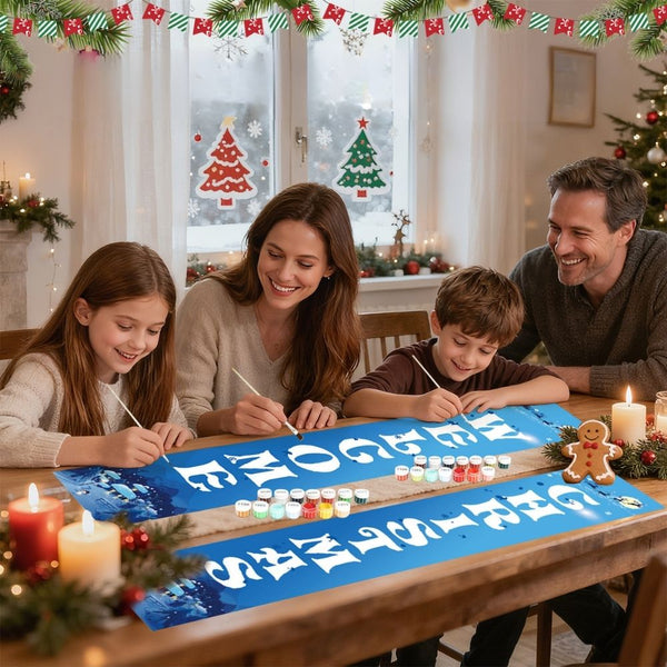 Paint by Numbers Front Door Hanging Banners - Frosty Welcome