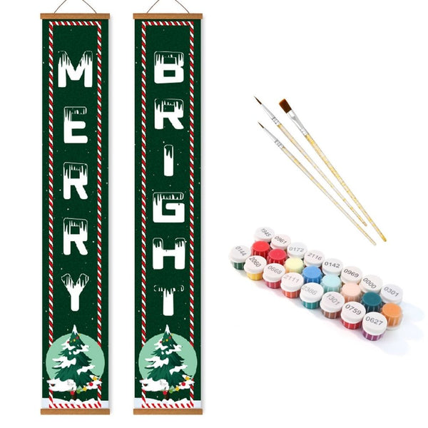 Paint by Numbers Front Door Hanging Banner - Merry & Bright