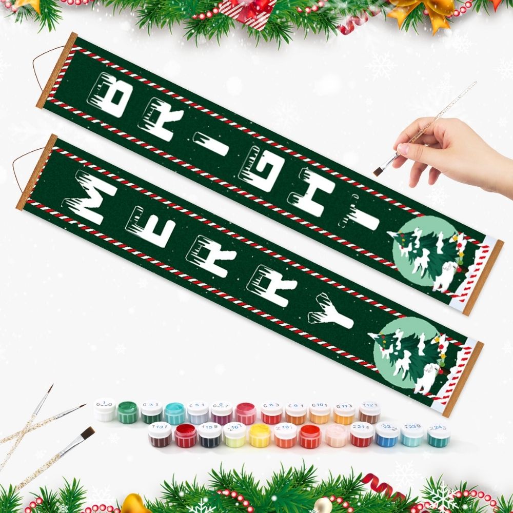 Paint by Numbers Front Door Hanging Banners - Merry & Bright