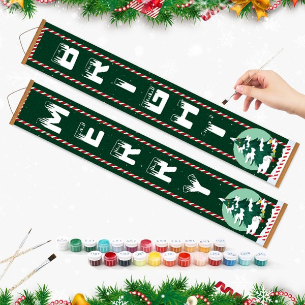 Paint by Numbers Front Door Hanging Banners - Merry & Bright