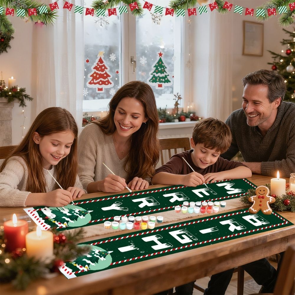 Paint by Numbers Front Door Hanging Banners - Merry & Bright