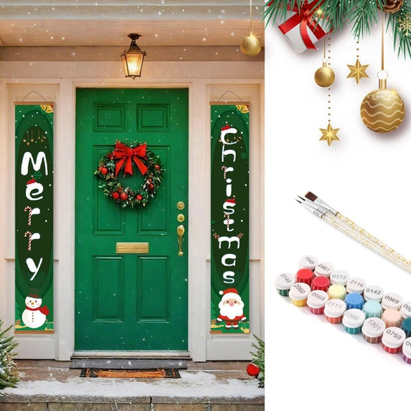 Paint by Numbers Front Door Hanging Banner - Holiday Cheer Figured'Art
