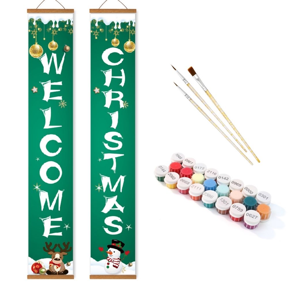 Paint by Numbers Front Door Hanging Banner - Season's Joy