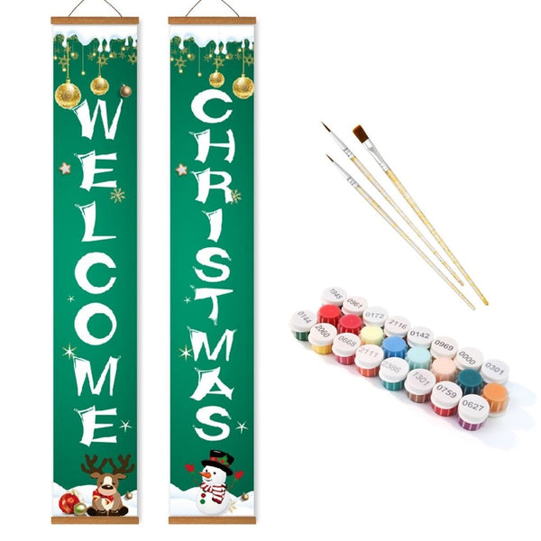 Paint by Numbers Front Door Hanging Banner - Season's Joy