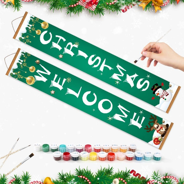 Paint by Numbers Front Door Hanging Banner - Season's Joy