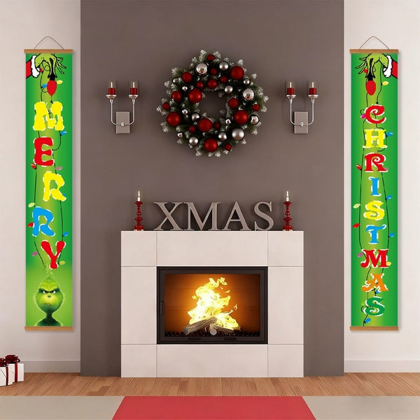 Paint by Numbers Front Door Hanging Banners - Green Christmas