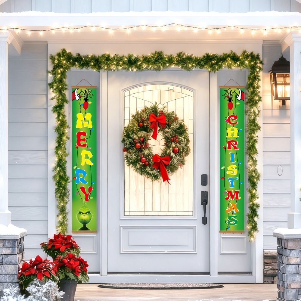 Paint by Numbers Front Door Hanging Banners - Green Christmas
