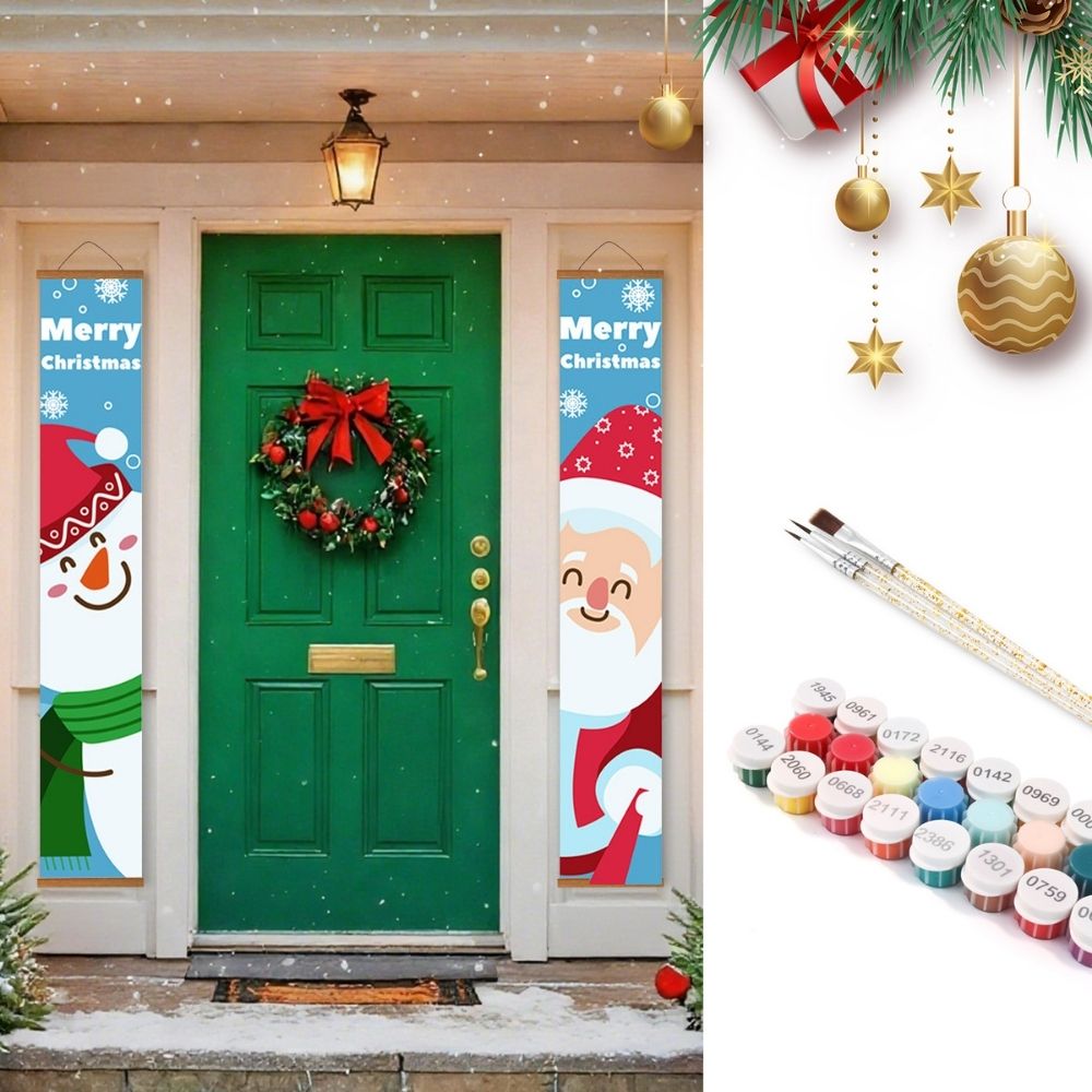 Paint by Numbers Front Door Hanging Banners - Happy Snowman Figured'Art