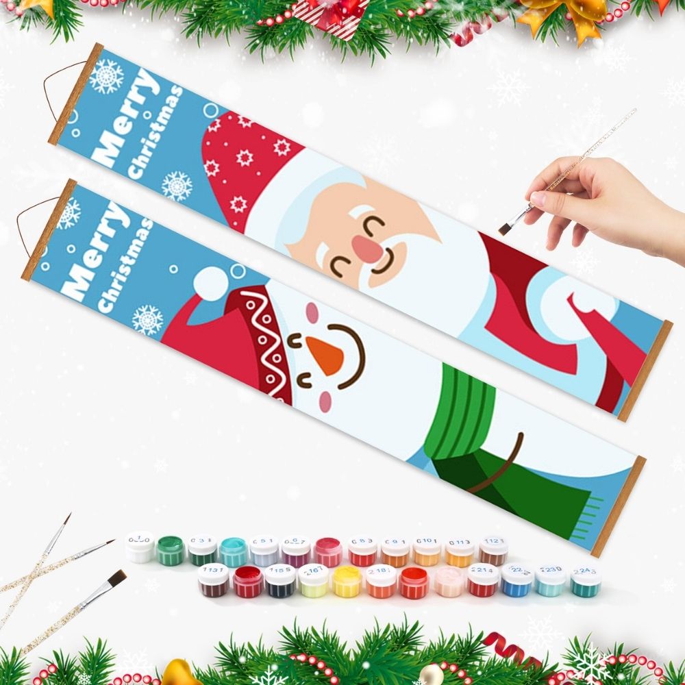 Paint by Numbers Front Door Hanging Banners - Happy Snowman