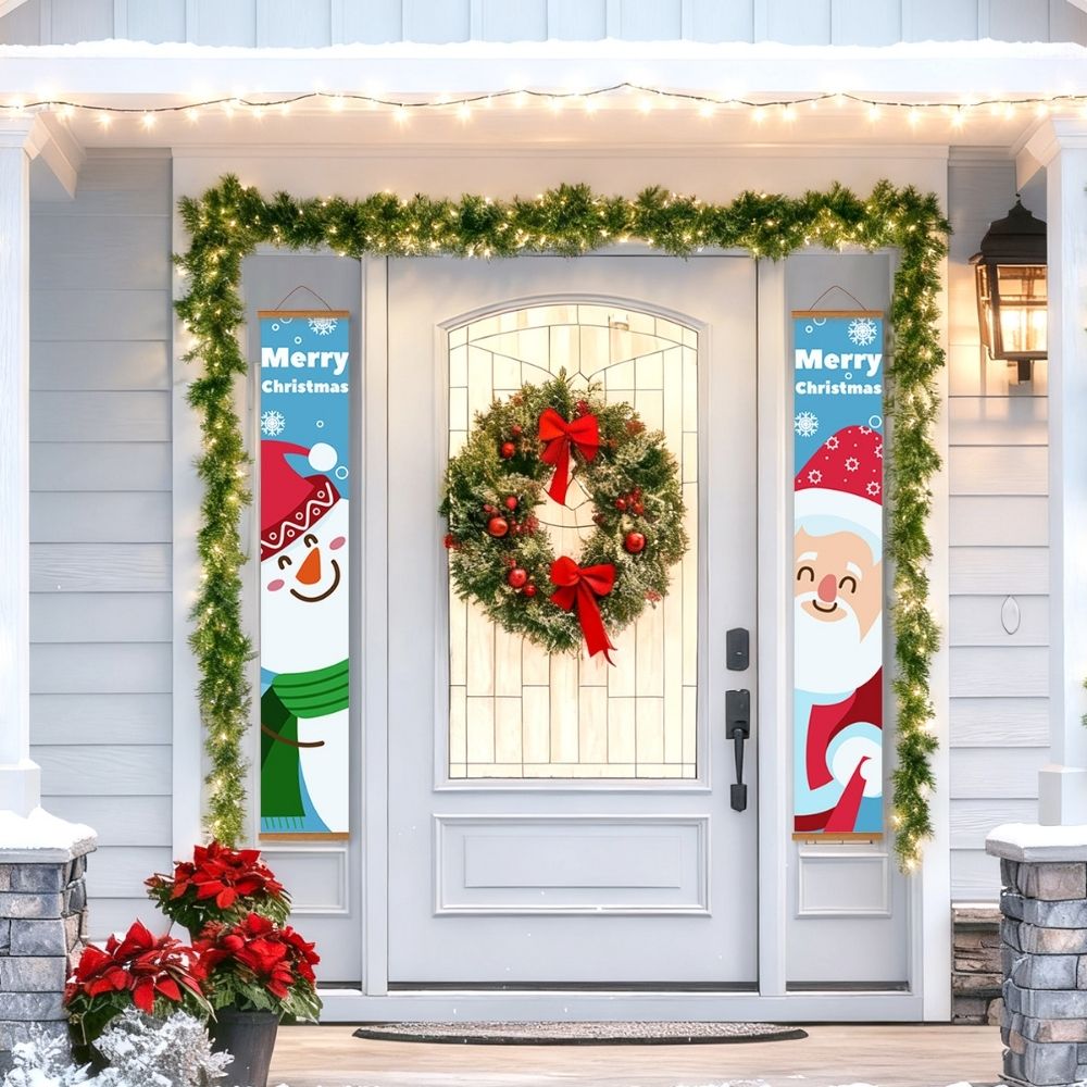 Paint by Numbers Front Door Hanging Banners - Happy Snowman