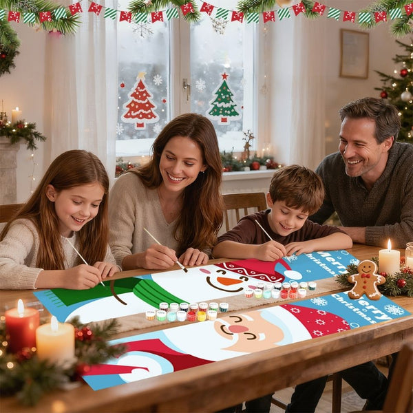 Paint by Numbers Front Door Hanging Banners - Happy Snowman