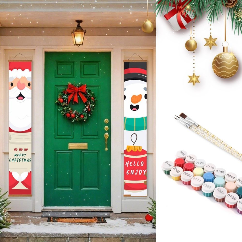 Paint by Numbers Front Door Hanging Banners - Snowman Joy Figured'Art