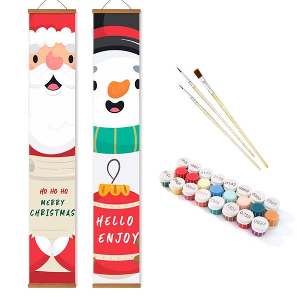 Paint by Numbers Front Door Hanging Banners - Snowman Joy