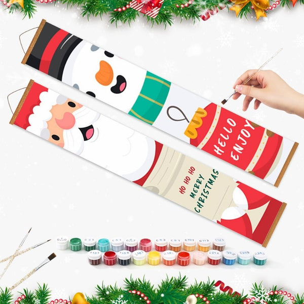 Paint by Numbers Front Door Hanging Banners - Snowman Joy
