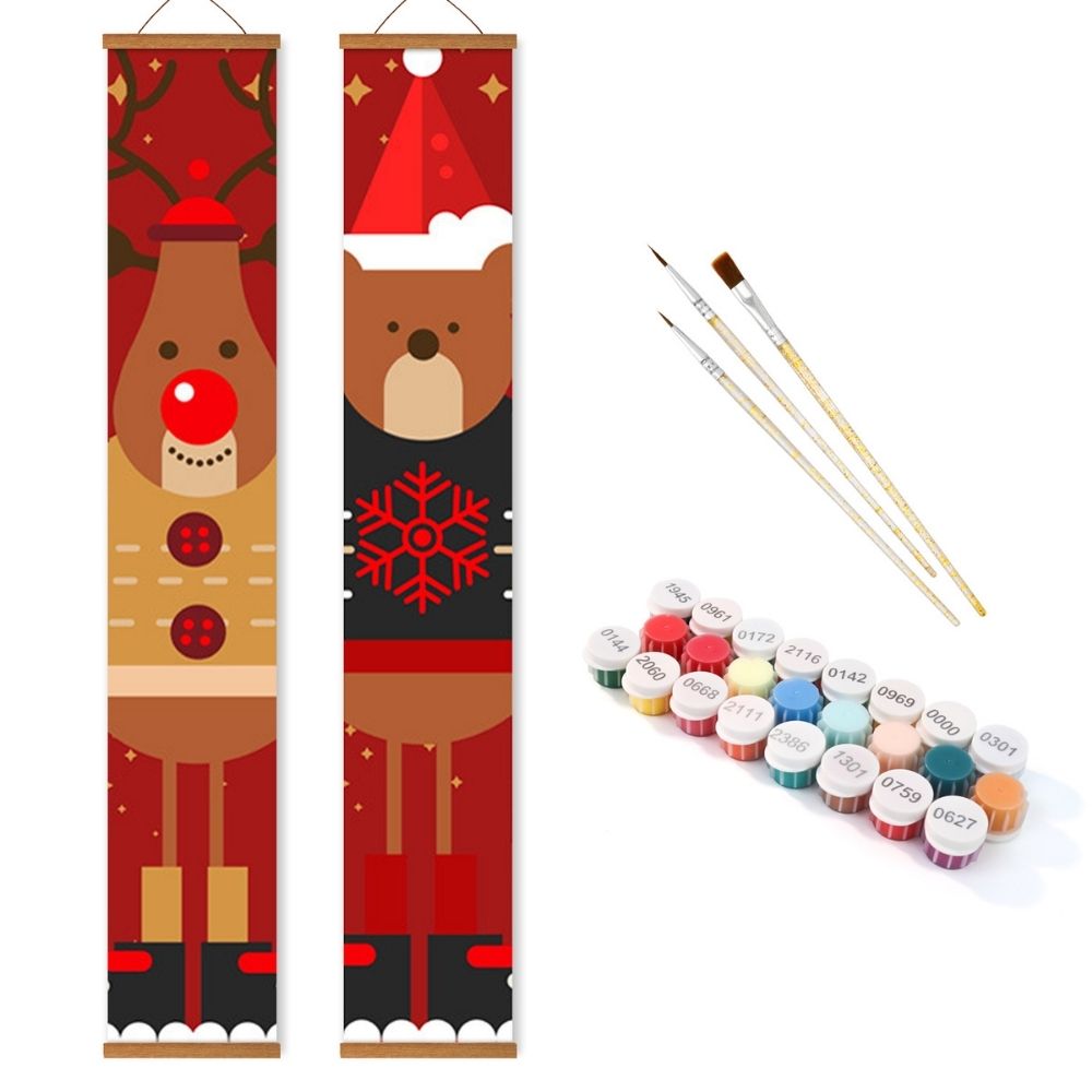 Paint by Numbers Front Door Hanging Banners - Rudolph's Friend
