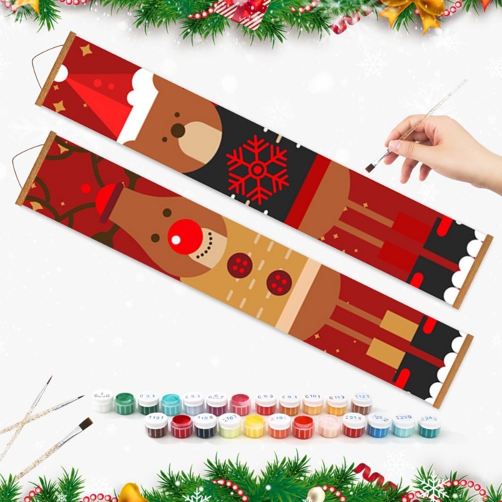 Paint by Numbers Front Door Hanging Banners - Rudolph's Friend
