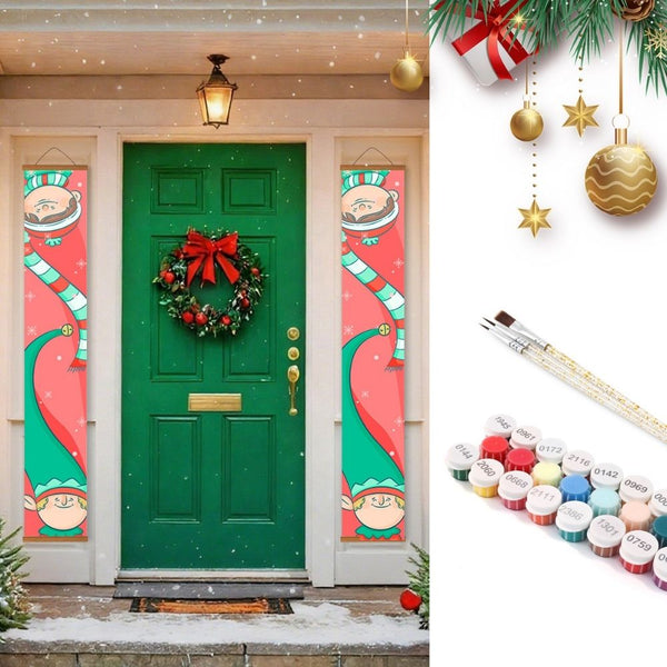Paint by Numbers Front Door Hanging Banners - Little Christmas Gnomes Figured'Art