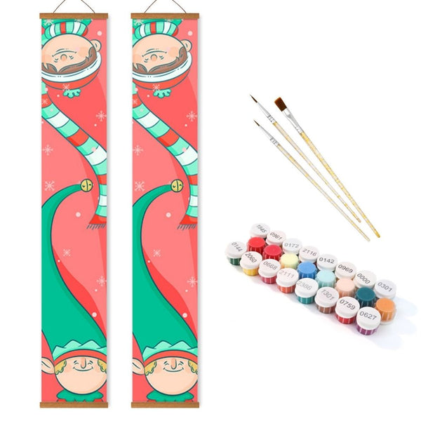 Paint by Numbers Front Door Hanging Banners - Little Christmas Gnomes