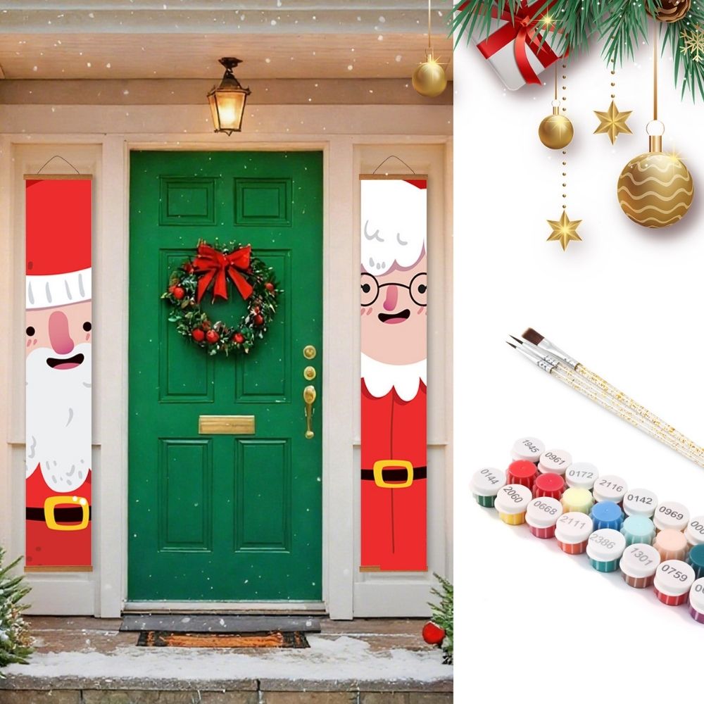 Paint by Numbers Front Door Hanging Banners - Winter Smiles Figured'Art