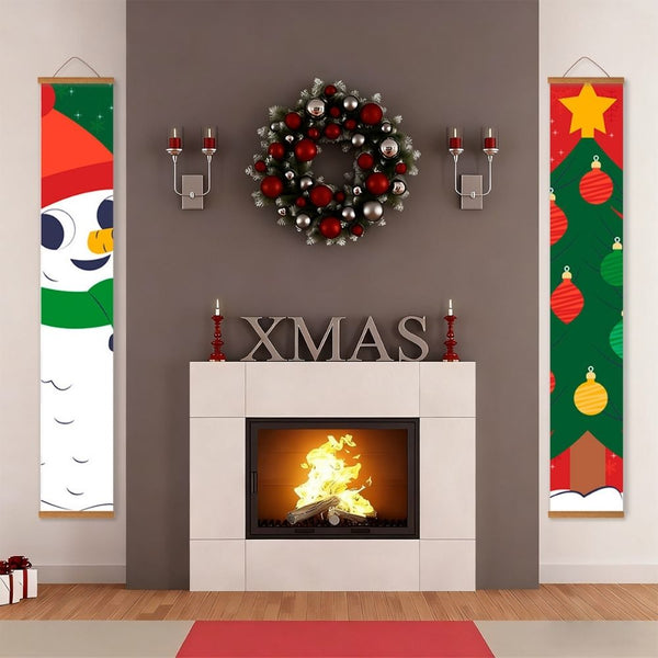 Paint by Numbers Front Door Hanging Banners - Smiling Snowman