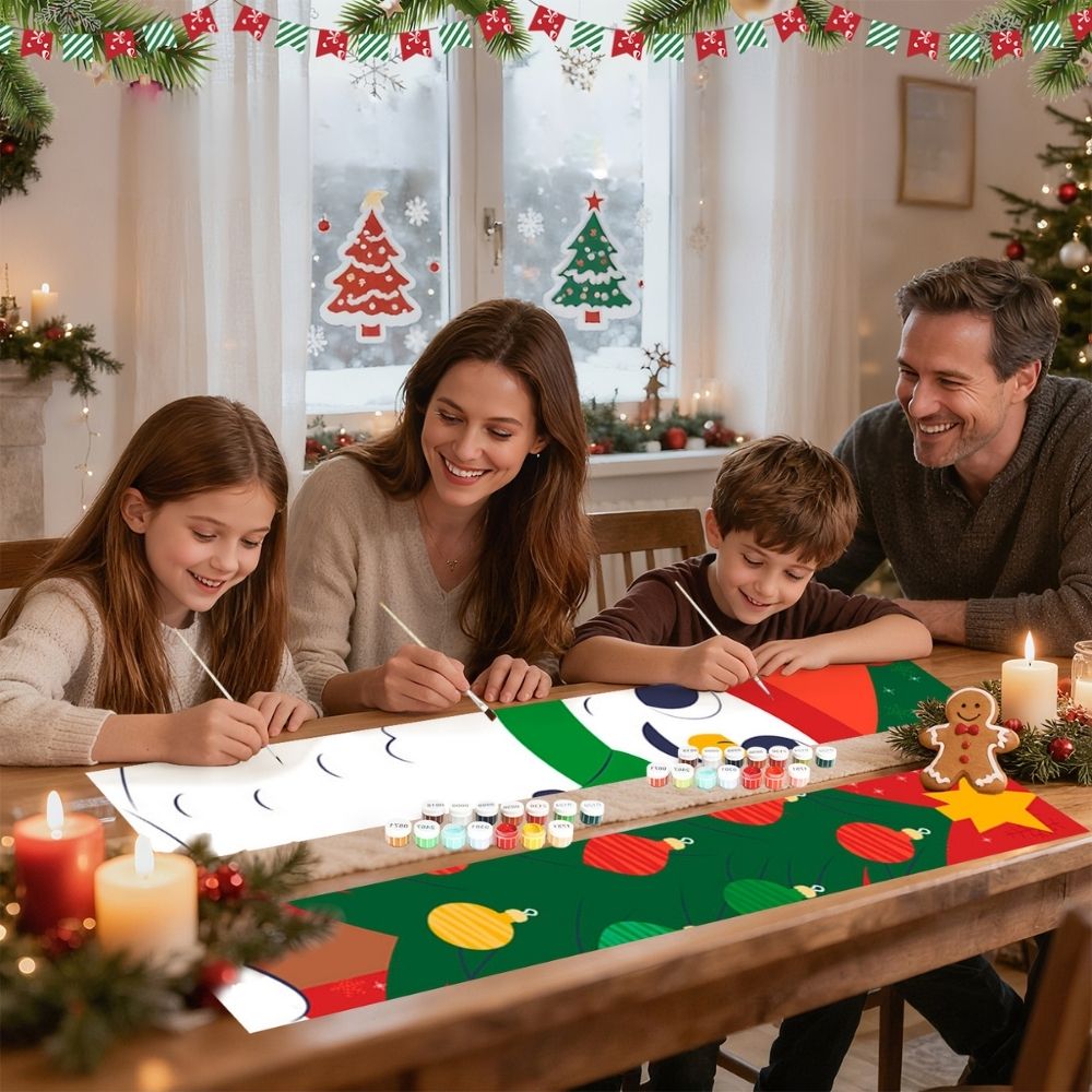 Paint by Numbers Front Door Hanging Banners - Smiling Snowman