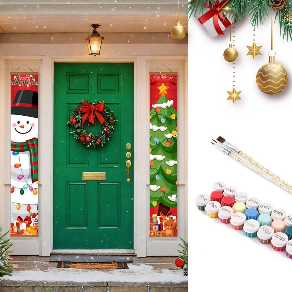 Paint by Numbers Front Door Hanging Banners - Sparkling Tree Figured'Art