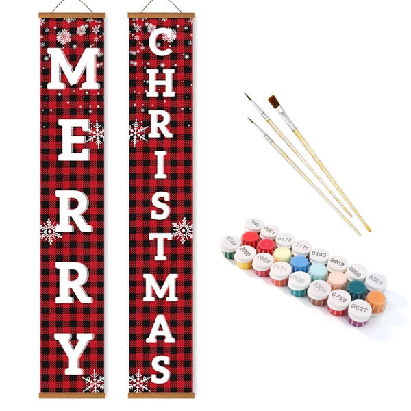 Paint by Numbers Front Door Hanging Banners - Sweet Christmas