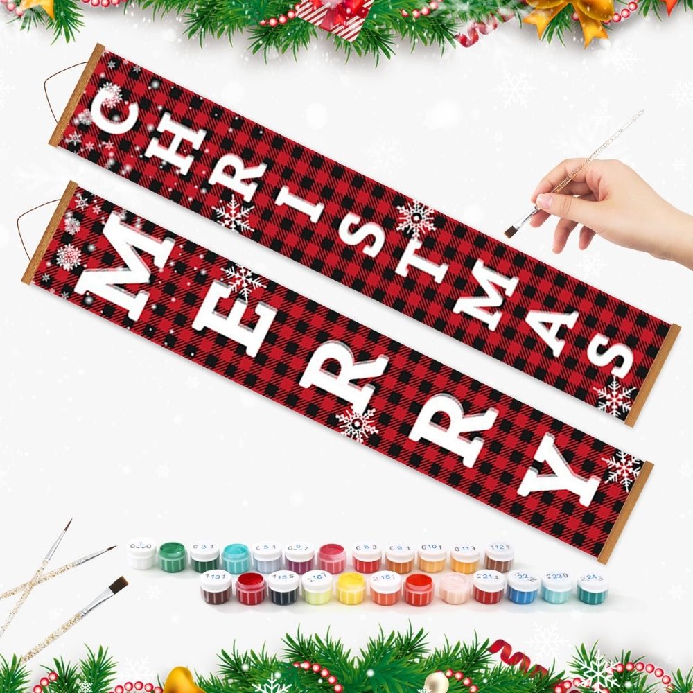 Paint by Numbers Front Door Hanging Banners - Sweet Christmas