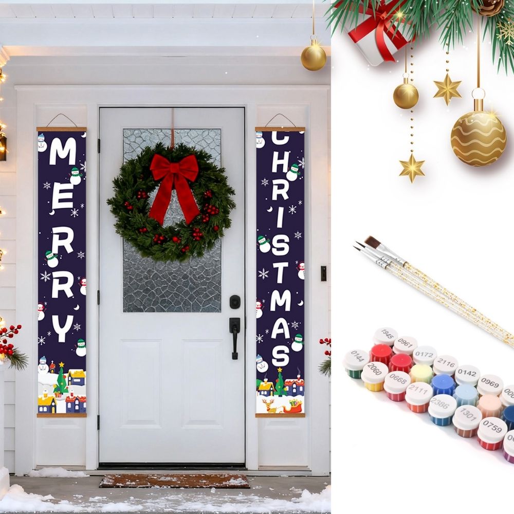 Paint by Numbers Front Door Hanging Banners - Winter Wonderland Figured'Art
