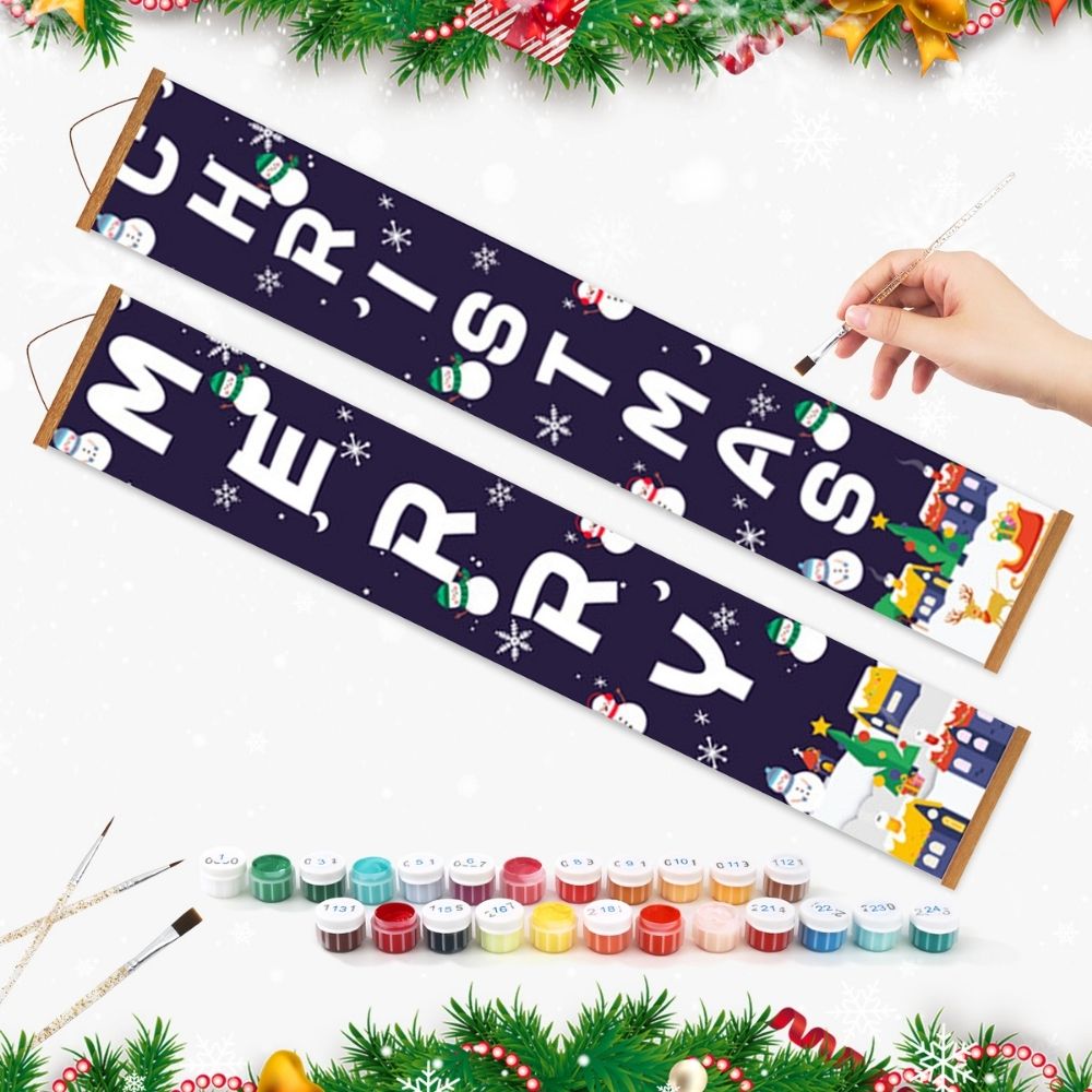Paint by Numbers Front Door Hanging Banners - Winter Wonderland