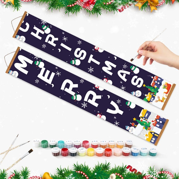 Paint by Numbers Front Door Hanging Banners - Winter Wonderland