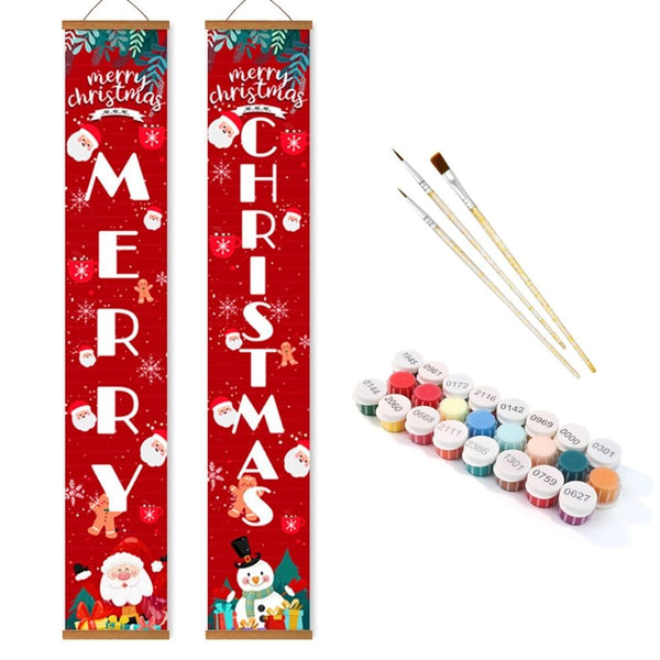 Paint by Numbers Front Door Hanging Banners - Silent Night