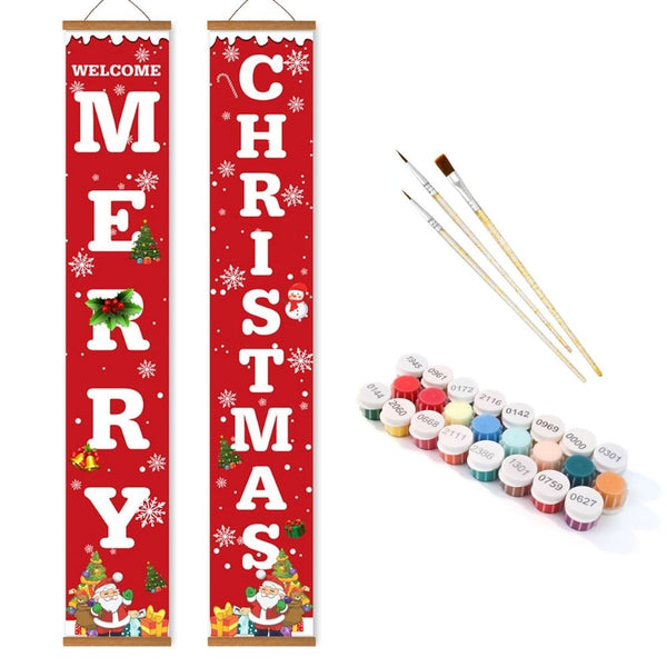 Paint by Numbers Front Door Hanging Banners - Merry Christmas
