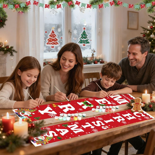 Paint by Numbers Front Door Hanging Banners - Merry Christmas
