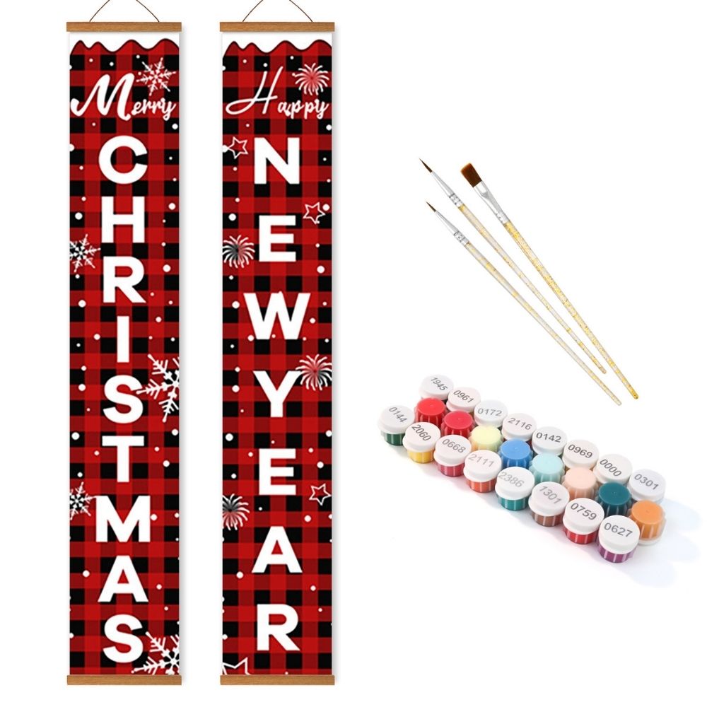 Paint by Numbers Front Door Hanging Banners - Happy New Year