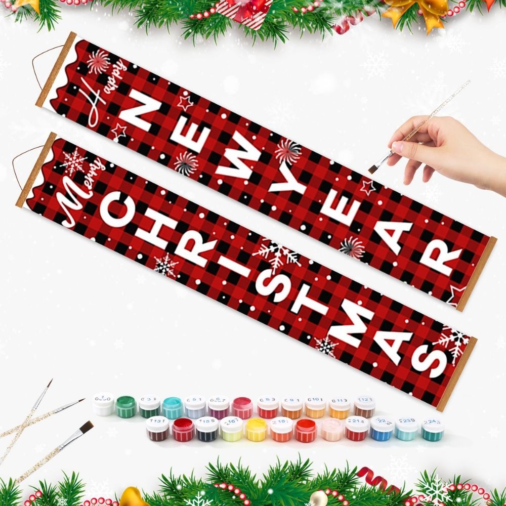 Paint by Numbers Front Door Hanging Banners - Happy New Year