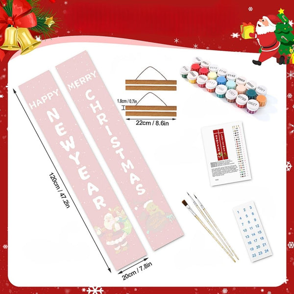 Paint by Numbers Front Door Hanging Banners - Happy New Year