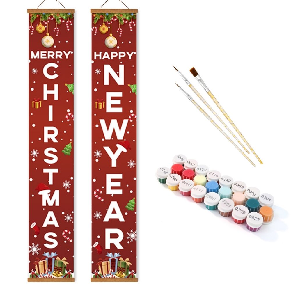 Paint by Numbers Front Door Hanging Banners - Evergreen Joy