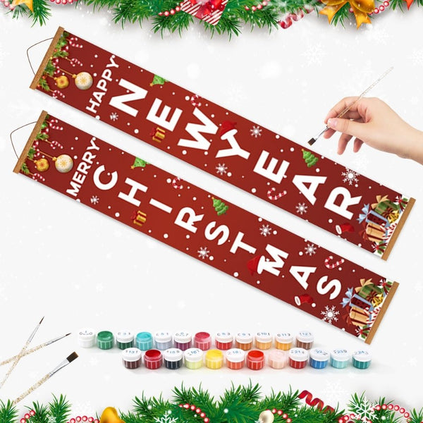 Paint by Numbers Front Door Hanging Banners - Evergreen Joy