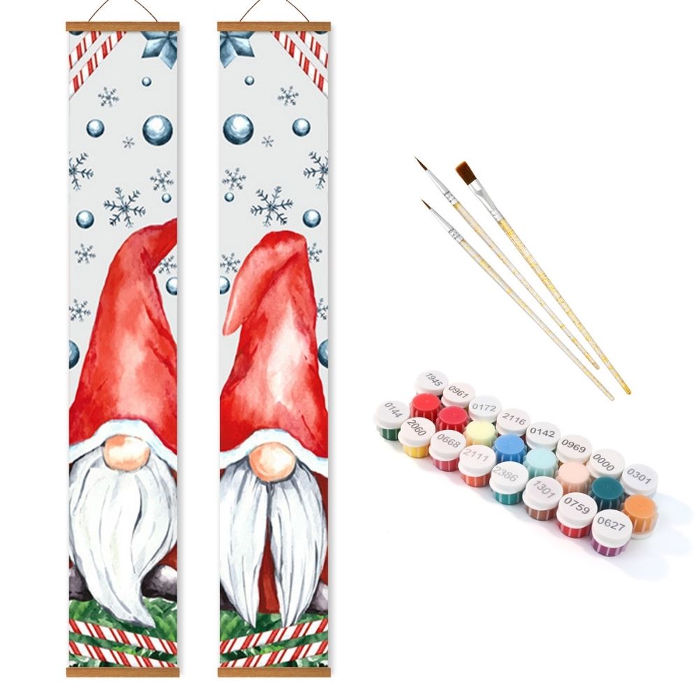 Paint by Numbers Front Door Hanging Banners - Snowy Gnomes