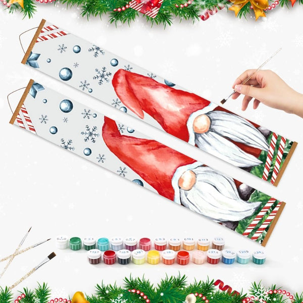 Paint by Numbers Front Door Hanging Banners - Snowy Gnomes