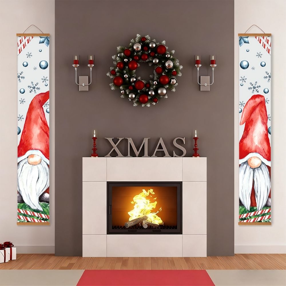 Paint by Numbers Front Door Hanging Banners - Snowy Gnomes