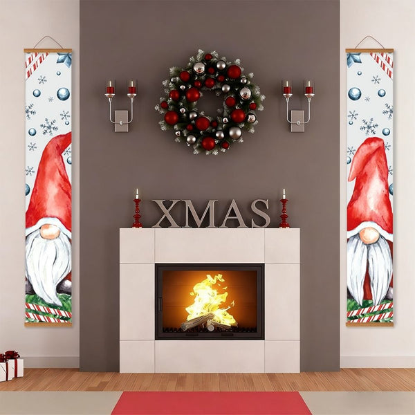 Paint by Numbers Front Door Hanging Banners - Snowy Gnomes