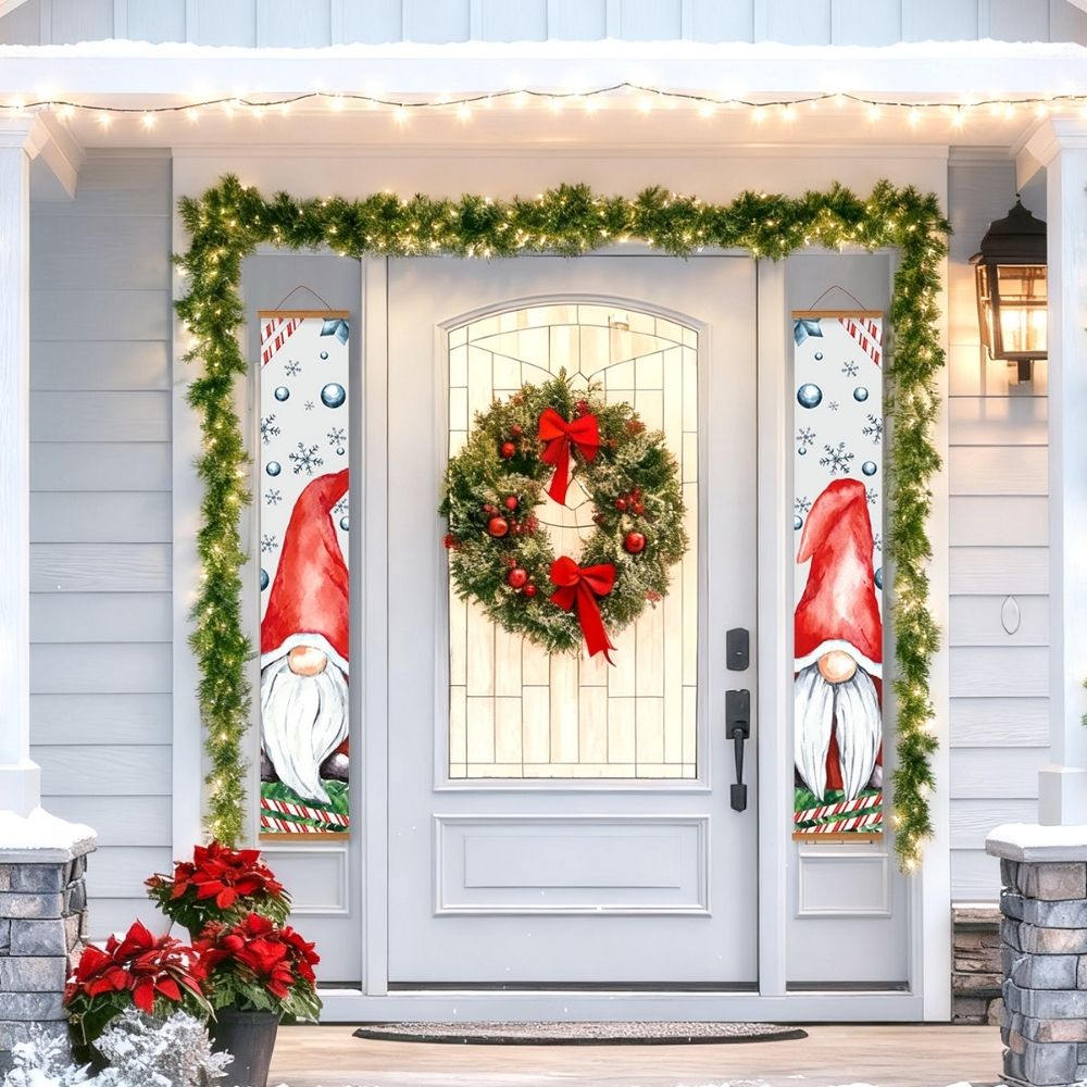 Paint by Numbers Front Door Hanging Banners - Snowy Gnomes
