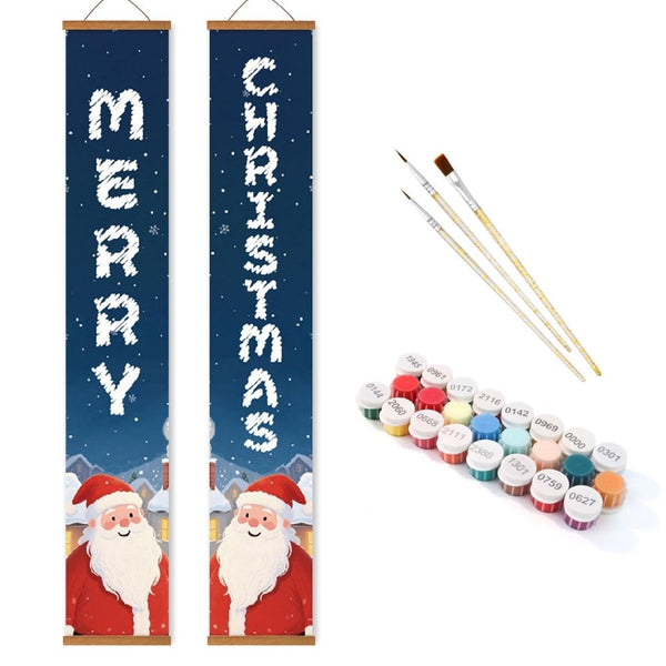 Paint by Numbers Front Door Hanging Banners - Santa Cheer