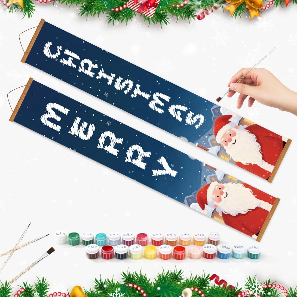 Paint by Numbers Front Door Hanging Banners - Santa Cheer